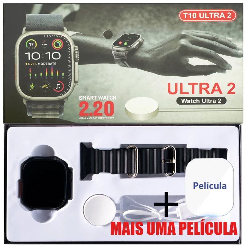 Relógio Inteligente Ultra 9 2024: 2.2" Tela 49mm, Bússola, Série 9