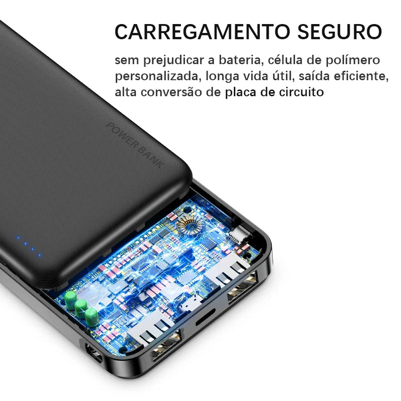 Carregador portátil P2W 20000mAh, LED light power bank de porta dupla de ultra-alta capacidade