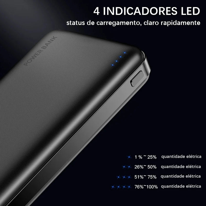 Carregador portátil P2W 20000mAh, LED light power bank de porta dupla de ultra-alta capacidade