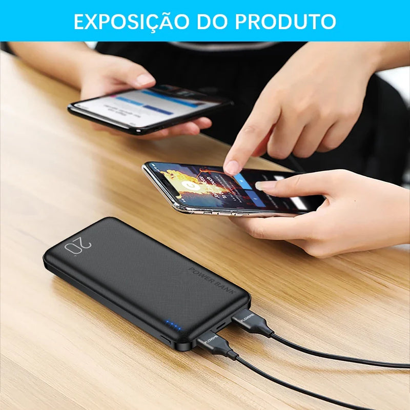 Carregador portátil P2W 20000mAh, LED light power bank de porta dupla de ultra-alta capacidade