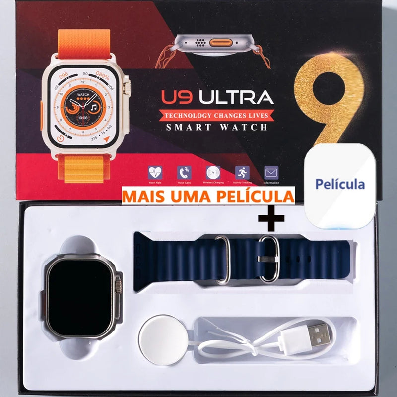 Relógio Inteligente Ultra 9 2024: 2.2" Tela 49mm, Bússola, Série 9