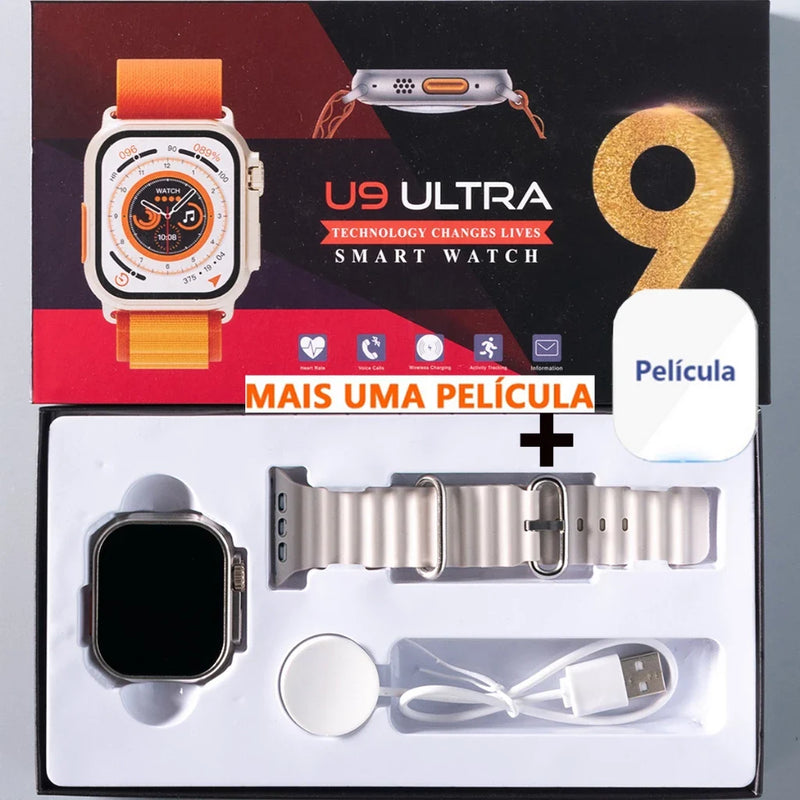 Relógio Inteligente Ultra 9 2024: 2.2" Tela 49mm, Bússola, Série 9