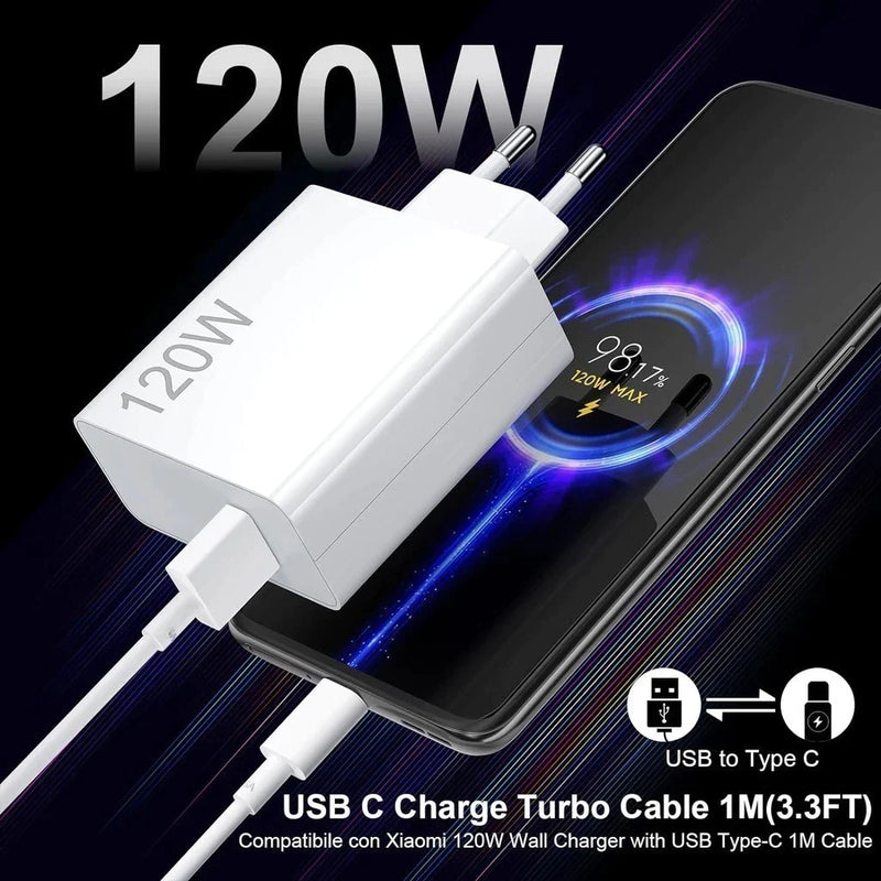 Carregador Rápido 120W com Cabo USB-C 6A 1M