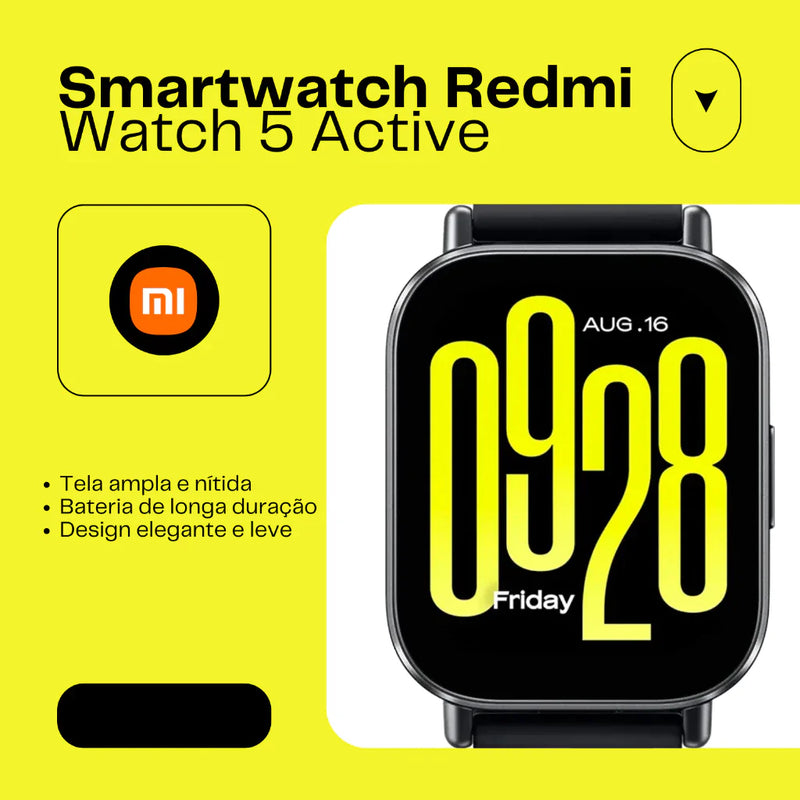 Smartwatch Xiaomi Redmi Watch 5 Active Versão 2024 Relógio Inteligente com Alexa